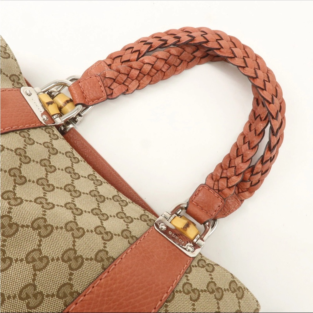 Gucci bamboo Beige and Tan Tote Bag 11”x15”x5” drop 9 1/2” - Picture 6 of 15